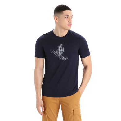 Icebreaker Hiking T-shirt Tech Lite II SS Skiing Yeti (100% Merino, Fabric Thickness 150 Ultralight) navy blue Men