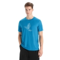 Icebreaker Hiking T-shirt Tech Lite II SS Skiing Yeti (100% Merino, Fabric Thickness 150 Ultralight) geo blue Men