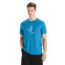 Icebreaker Hiking T-shirt Tech Lite II SS Skiing Yeti (100% Merino, Fabric Thickness 150 Ultralight) geo blue Men