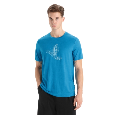 Icebreaker Hiking T-shirt Tech Lite II SS Skiing Yeti (100% Merino, Fabric Thickness 150 Ultralight) geo blue Men