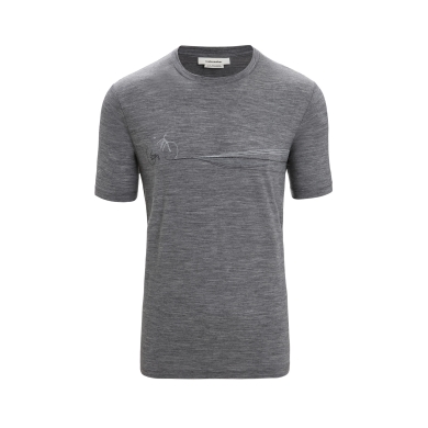 Icebreaker Hiking T-shirt Tech Lite II SS Cadence Paths (100% Merino, fabric thickness 150 Ultralight) grey Men