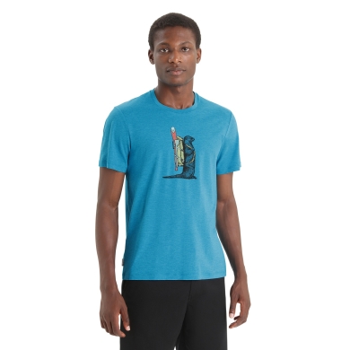 Icebreaker Wander-Tshirt Central Classic II SS Otter Paddle (50% Merino, Fabric Thickness 150 Ultralight) blue Men