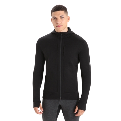 Icebreaker Hiking/Leisure Jacket Quantum III Zip Hoodie - Merino Wool, Fabric Weight 270 - Black Men