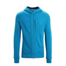 Icebreaker Hiking/Leisure Jacket Quantum III Zip Hoodie - Merino Wool, Fabric Weight 270 - Geo Blue Men