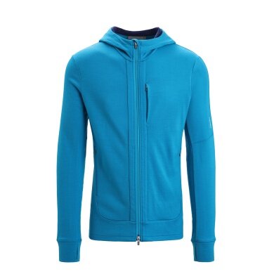 Icebreaker Hiking/Leisure Jacket Quantum III Zip Hoodie - Merino Wool, Fabric Weight 270 - Geo Blue Men