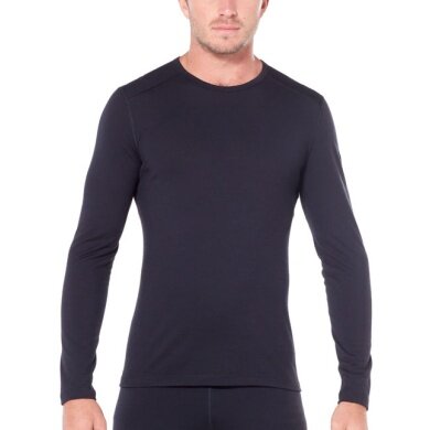 Icebreaker Underwear Long Sleeve 200 Oasis LS Crewe - Merino Wool, Slim Fit - Black Men