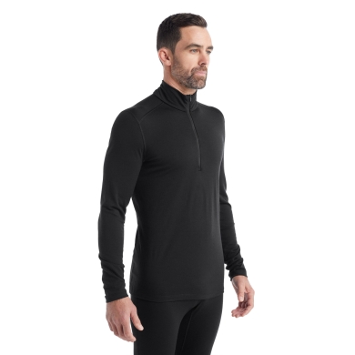 Icebreaker Underwear Long Sleeve Half-Zip 200 Oasis LS - Merino Wool, close-fitting - black Men