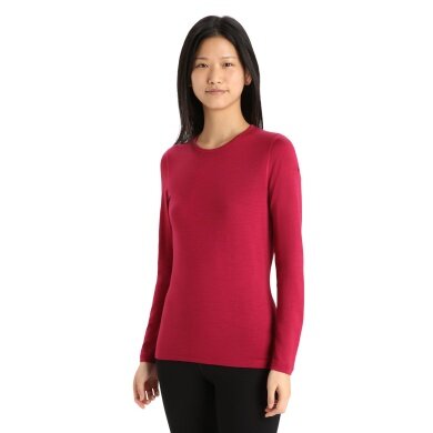 Icebreaker Underwear Thermo Long Sleeve Shirt 260 Tech Crewe - Merino Wool, close-fitting - cherry red Women