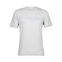 Icebreaker Hiking/Leisure Tshirt Tech Lite II SS Ski Stripes (100% Merino, Fabric Thickness 150 Ultralight) light grey Men