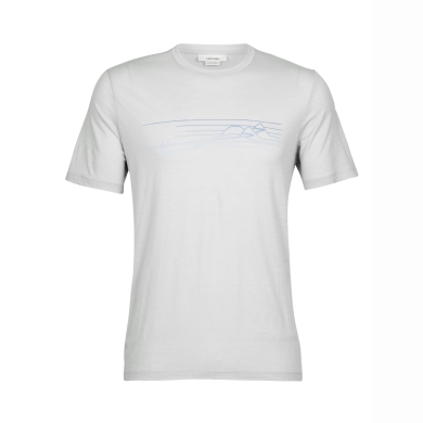 Icebreaker Hiking/Leisure Tshirt Tech Lite II SS Ski Stripes (100% Merino, Fabric Thickness 150 Ultralight) light grey Men