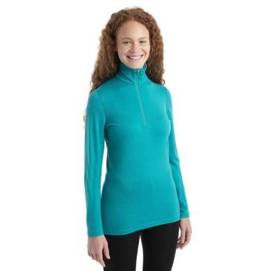 Icebreaker Underwear Thermo Long Sleeve 200 Oasis Half-Zip - Merino Wool, breathable - green/blue Women