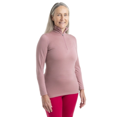 Icebreaker Underwear Thermo Long Sleeve Shirt 200 Oasis Half-Zip - Merino Wool, breathable - pink Women