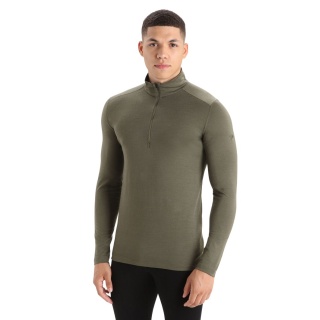 Icebreaker Underwear Long Sleeve Half-Zip 200 Oasis LS - Merino Wool, close-fitting - loden green Men