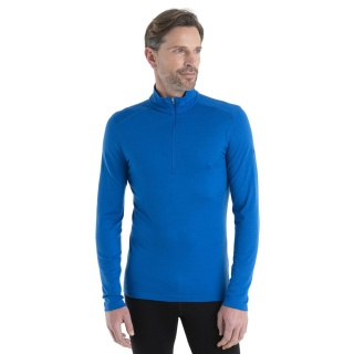 Icebreaker Underwear Long Sleeve Half-Zip 200 Oasis LS - Merino Wool, Slim Fit - Lazurite Blue Men