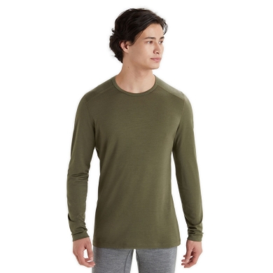 Icebreaker Underwear Long Sleeve 200 Oasis LS Crewe - Merino Wool, close-fitting - khaki green Men