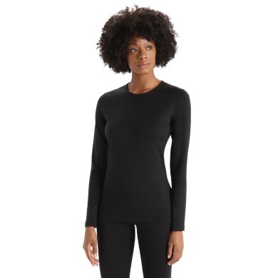 Icebreaker Underwear Long Sleeve 200 Oasis LS Crewe - Merino Wool, Slim Fit - Black Women