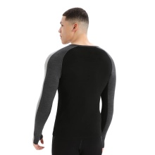 Icebreaker Long Sleeve Base Layer 200 ZoneKnit Crewe (Merino Wool, Slim Fit) Grey/Black Men's