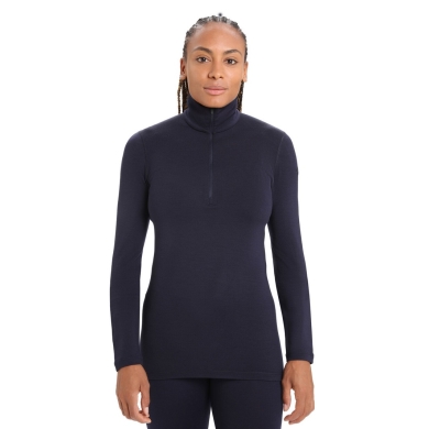 Icebreaker Underwear Thermo Long Sleeve Shirt 260 Tech Half-Zip - Merino Wool - Navy Blue Women