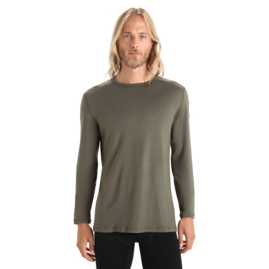 Icebreaker Underwear Thermo Long Sleeve Shirt 260 Tech Crewe - Merino Wool, close-fitting - khaki green Men