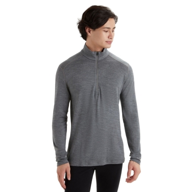 Icebreaker Underwear Thermo Long Sleeve Shirt 260 Tech Half-Zip - Merino Wool, Slim Fit - Grey Men