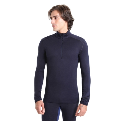 Icebreaker Underwear Thermo Long Sleeve Shirt 260 Tech Half-Zip - Merino Wool, close-fitting - navy blue Men