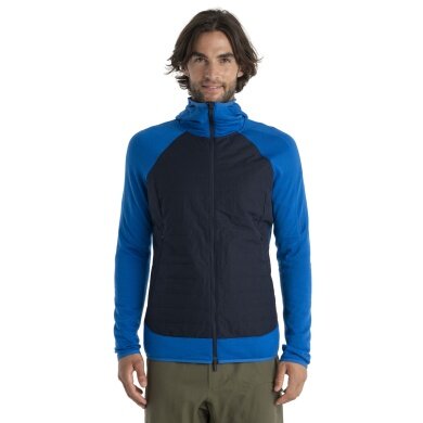 Icebreaker Hybrid Hooded Jacket Merinomix Quantum Hybrid Zip-Hoodie - Blue Men