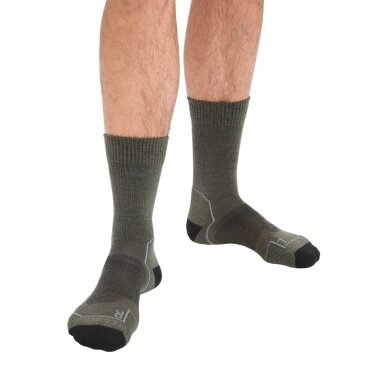 Icebreaker Hiking Sock Crew Hike+ Light Cushion - Merino Wool, Durable - Loden Green Men - 1 Pair