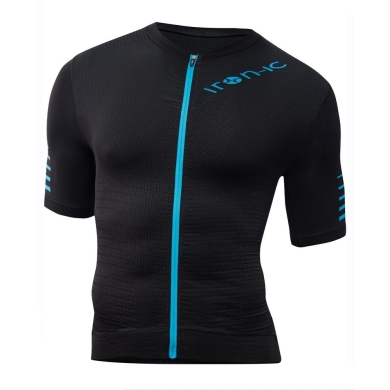 Iron-IC Bike T-shirt Power Performance Full Zip Short Sleeve black Men