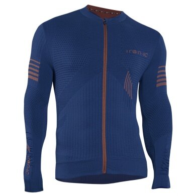 Iron-IC Bike Long Sleeve Performance Full Zip Dark Blue Men