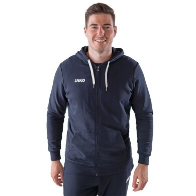 JAKO Leisure Hooded Jacket Base (70% Cotton) Navy Blue Men