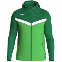 JAKO Hooded Jacket Iconic (Polyester Fleece, Side Pockets with Zip) Green/Dark Green Kids