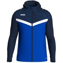 JAKO Iconic Hooded Jacket (Polyester Fleece, Side Pockets with Zip) Royal Blue/Navy Blue Kids