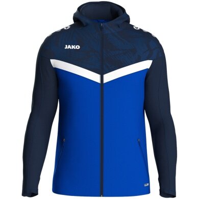 JAKO Iconic Hooded Jacket (Polyester Fleece, Side Pockets with Zip) Royal Blue/Navy Blue Kids