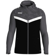 JAKO Hooded Jacket Iconic (Polyester Fleece, Side Pockets with Zip) black/anthracite grey Children