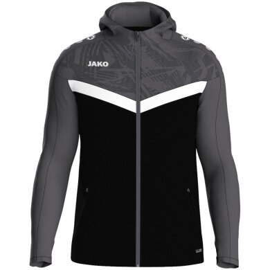 JAKO Hooded Jacket Iconic (Polyester Fleece, Side Pockets with Zip) black/anthracite grey Children