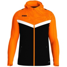 JAKO Hooded Jacket Iconic (Polyester Fleece, Side Pockets with Zip) black/neon orange Children