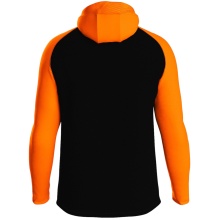 JAKO Hooded Jacket Iconic (Polyester Fleece, Side Pockets with Zip) black/neon orange Children