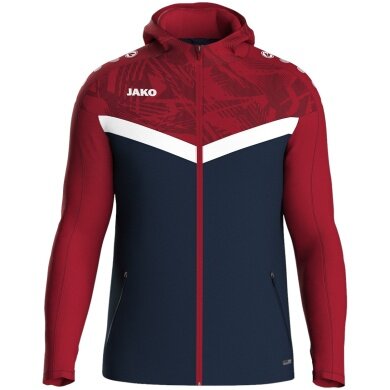 JAKO Hooded Jacket Iconic (Polyester Fleece, Side Pockets with Zip) navy/red Children