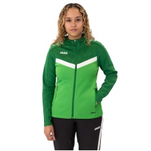 JAKO Iconic Hooded Jacket (Polyester Fleece, Side Pockets with Zip) green/dark green Ladies