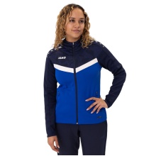 JAKO Iconic Hooded Jacket (Polyester Fleece, Side Pockets with Zipper) royal blue/navy blue Ladies