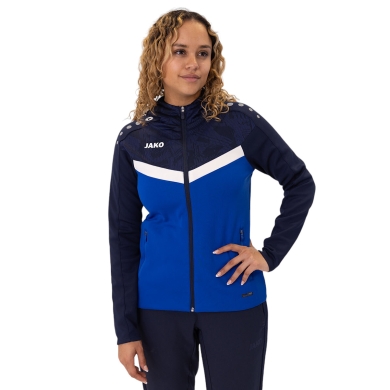 JAKO Iconic Hooded Jacket (Polyester Fleece, Side Pockets with Zipper) royal blue/navy blue Ladies