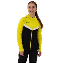 JAKO Iconic Hooded Jacket (Polyester Fleece, Side Pockets with Zipper) black/yellow Ladies