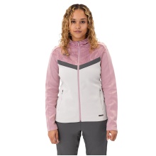 JAKO Iconic Hooded Jacket (Polyester Fleece, Side Pockets with Zipper) Light Grey/Pink/Charcoal Grey Ladies