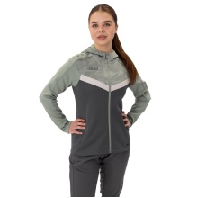 JAKO Iconic Hooded Jacket (Polyester Fleece, Side Pockets with Zip) Anthracite/Mint Green Ladies