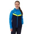 JAKO Iconic Hooded Jacket (Polyester Fleece, Side Pockets with Zipper) navy blue/light blue/yellow Ladies