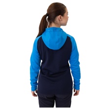 JAKO Iconic Hooded Jacket (Polyester Fleece, Side Pockets with Zipper) navy blue/light blue/yellow Ladies