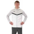 JAKO Iconic Hooded Jacket (Polyester Fleece, Side Pockets with Zip) white/light grey/charcoal grey Men's