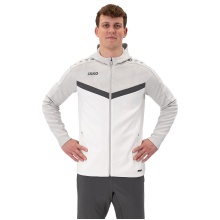 JAKO Iconic Hooded Jacket (Polyester Fleece, Side Pockets with Zip) white/light grey/charcoal grey Men's