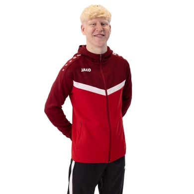 JAKO Hooded Jacket Iconic (Polyester Fleece, Side Pockets with Zip) red/wine red Men's