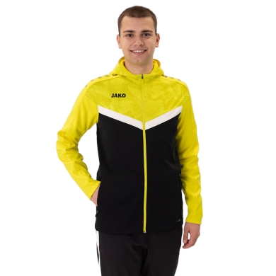 JAKO Hooded Jacket Iconic (Polyester Fleece, Side Pockets with Zip) Black/Yellow Men's